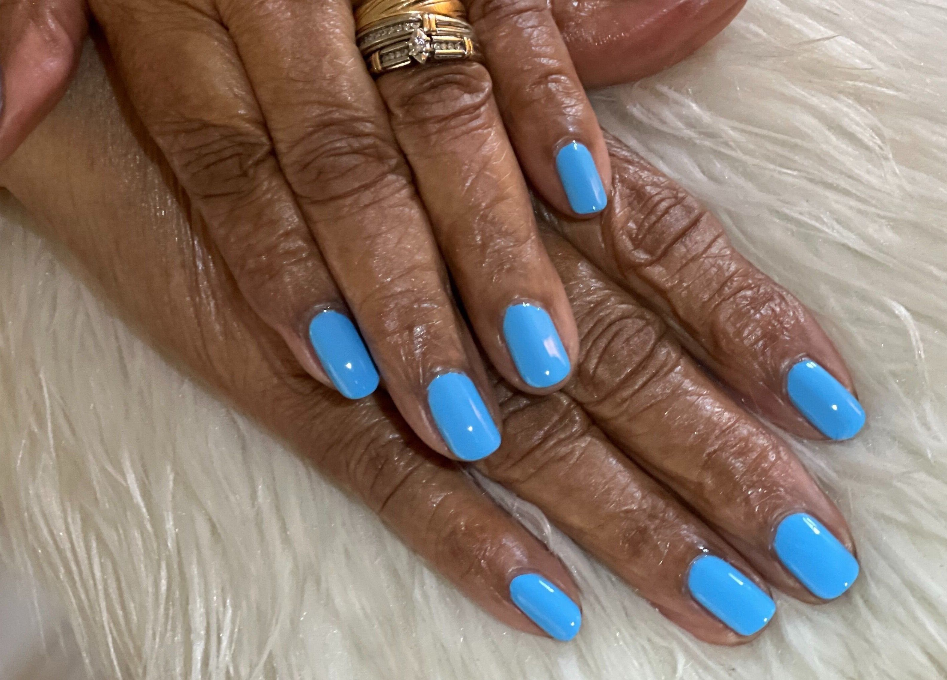 Elegant blue manicure at Nail Anatomy - Mobile in Stockbridge, Georgia, US.
