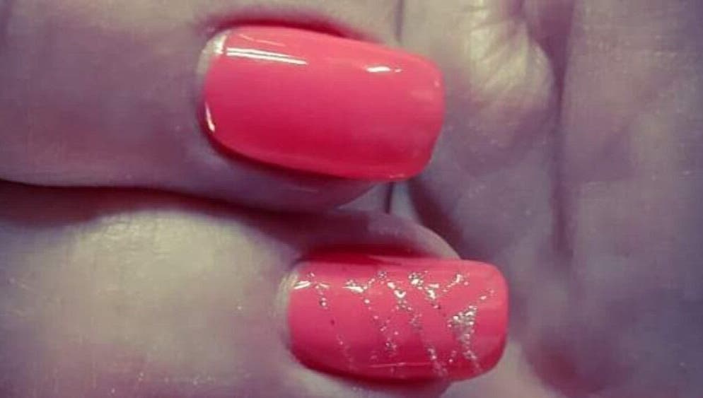 Sparkling pink nails manicure at Forever Young Studio in Kempton Park, Gauteng, ZA.