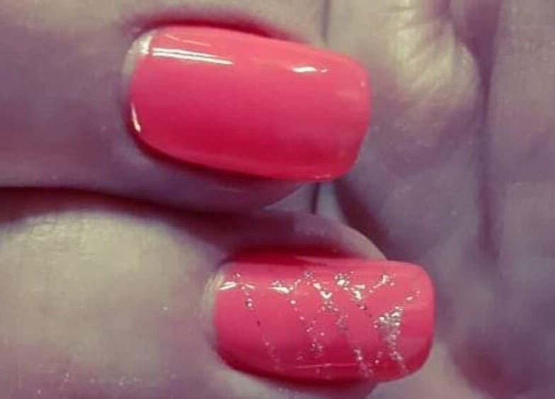 Sparkling pink nails manicure at Forever Young Studio in Kempton Park, Gauteng, ZA.