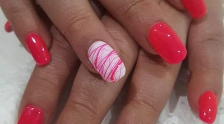 Vibrant pink and white nail art at Forever Young Studio in Kempton Park, Gauteng, ZA.