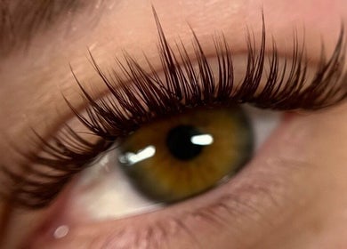 Close-up of perfectly styled lashes at KK Beauty, Bedfordshire, England, GB.