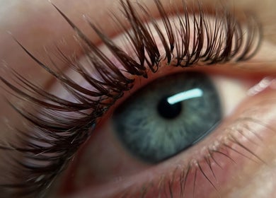 Close-up of eyelash extensions at KK Beauty, Bedfordshire, England, GB, highlighting precision and quality.