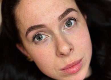 Close-up of well-groomed eyebrows at KK Beauty, Bedfordshire, England, GB.