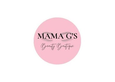 Pink circle logo with 'Mama G's Beauty Boutique,' a highlight at Arch and Gloss Studio in Auckland, NZ.