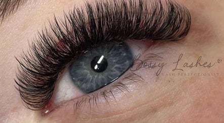 Close-up of eye with voluminous lashes at Bossy Lashes, Wickford, England, GB.