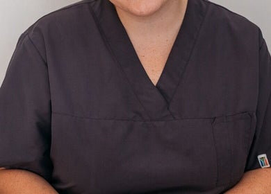 Therapist in uniform at Rose Lounge Boutique - Book with Ashley, Somerset West, Western Cape, ZA.