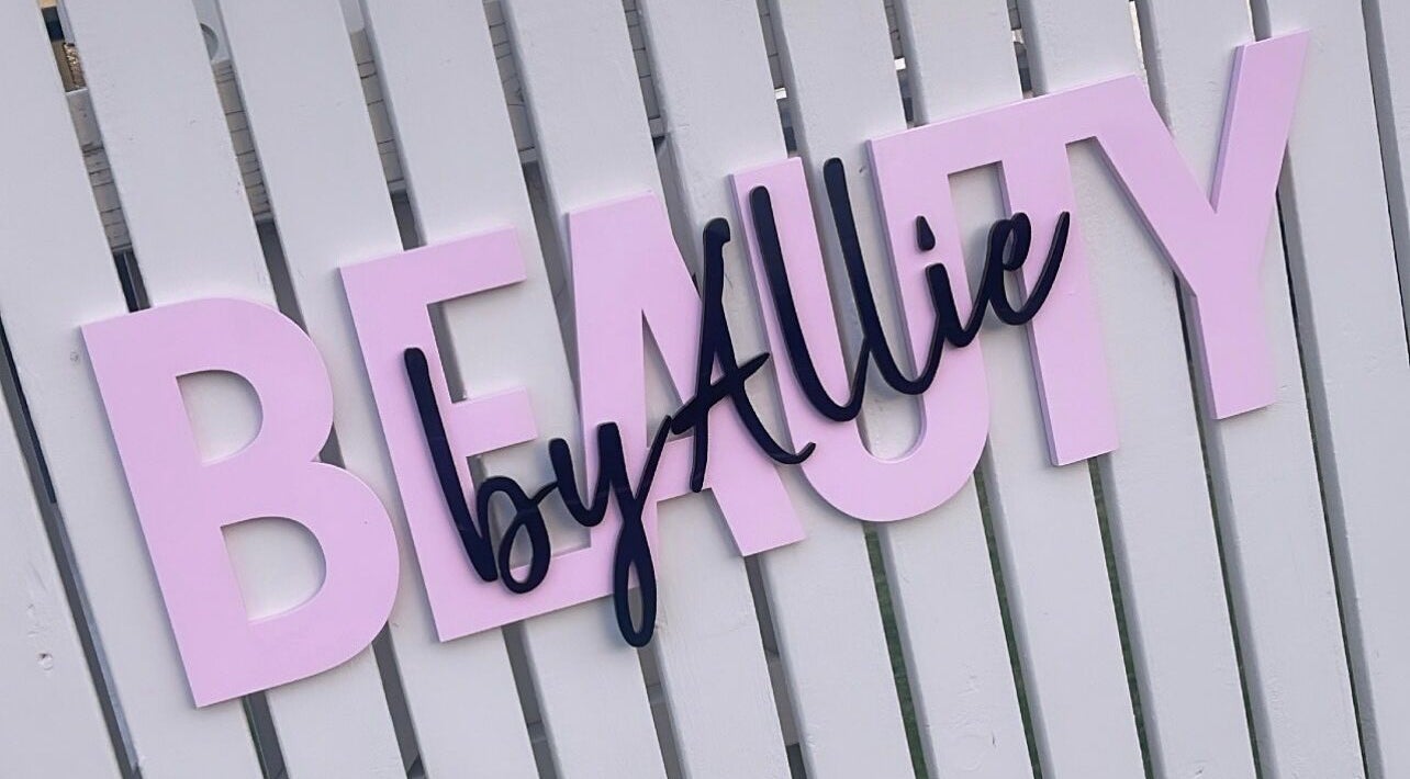 Beauty by Allie sign on white slats in Whanganui, Manawatū-whanganui, NZ.