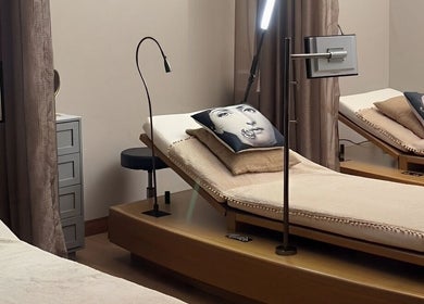 Relaxing massage room at NEW Lounge Boracay, Aklan, PH, featuring elegant decor and calming ambiance.