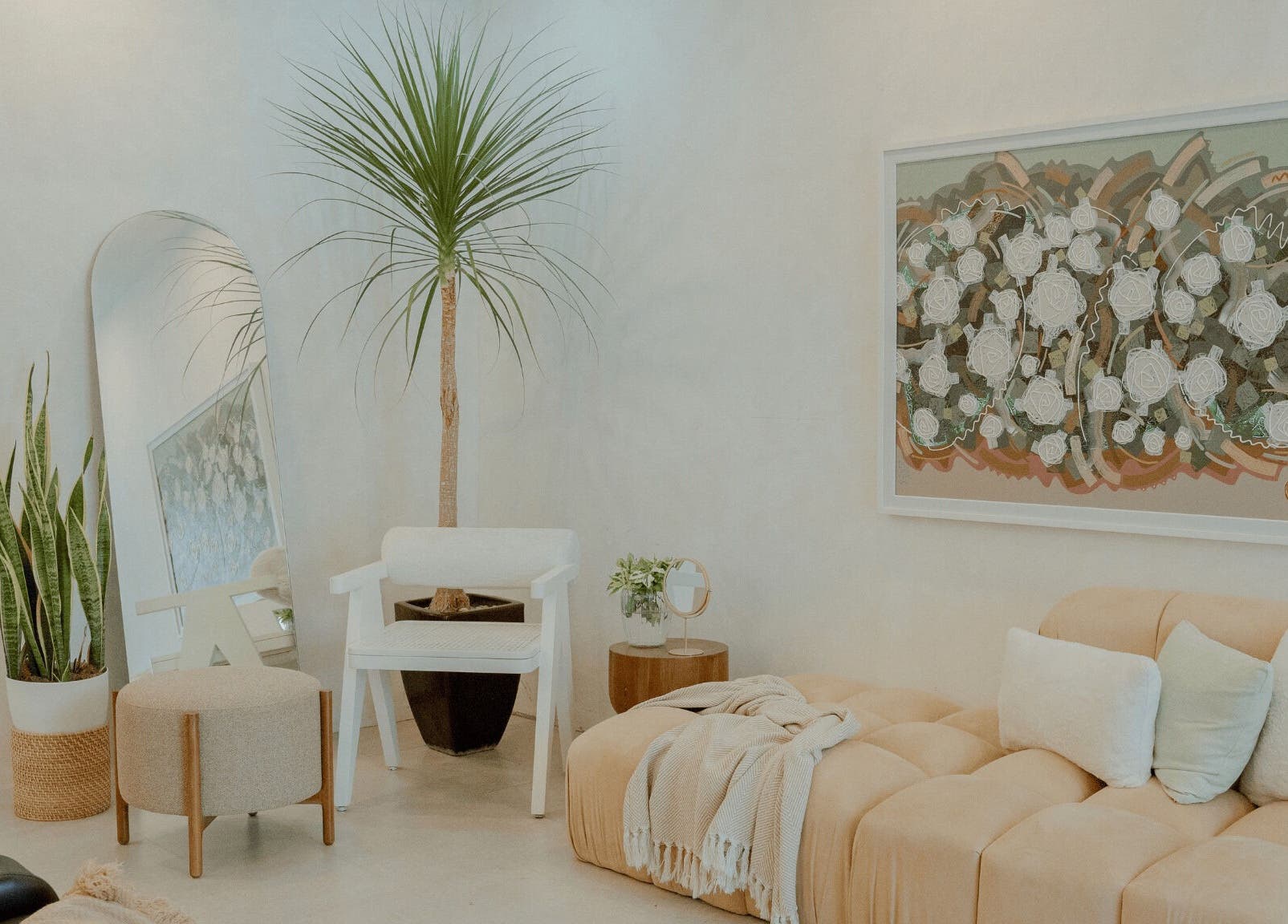 Peaceful lounge area at NEW Lounge La Union, Bacnotan, Ilocos Region, PH, featuring serene decor and plants.