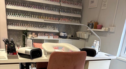 Nail polish and equipment display at Nails By Fiona King, Bedale, England, GB.