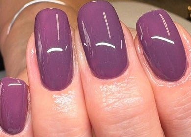 Stylish purple manicure at Nails By Fiona King, Bedale, England, GB.