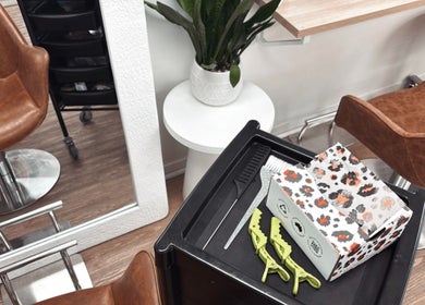 Modern styling chair and tools at Hair by Cesca, Mooloolaba, Queensland, AU.