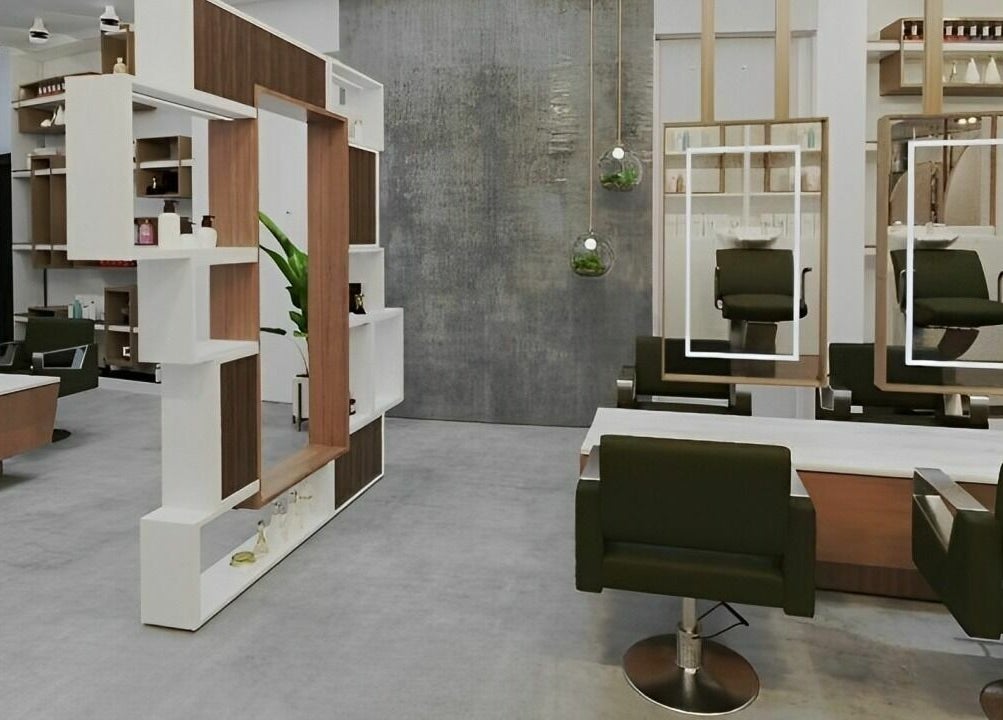Modern interior of Dore Ladies Salon in Dubai, AE, featuring stylish hair stations and contemporary decor.