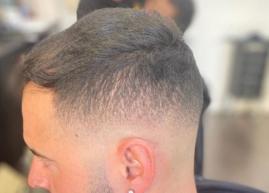 Close-up of a fresh fade haircut at Van E Cuts, Hillsdale, New South Wales, AU.