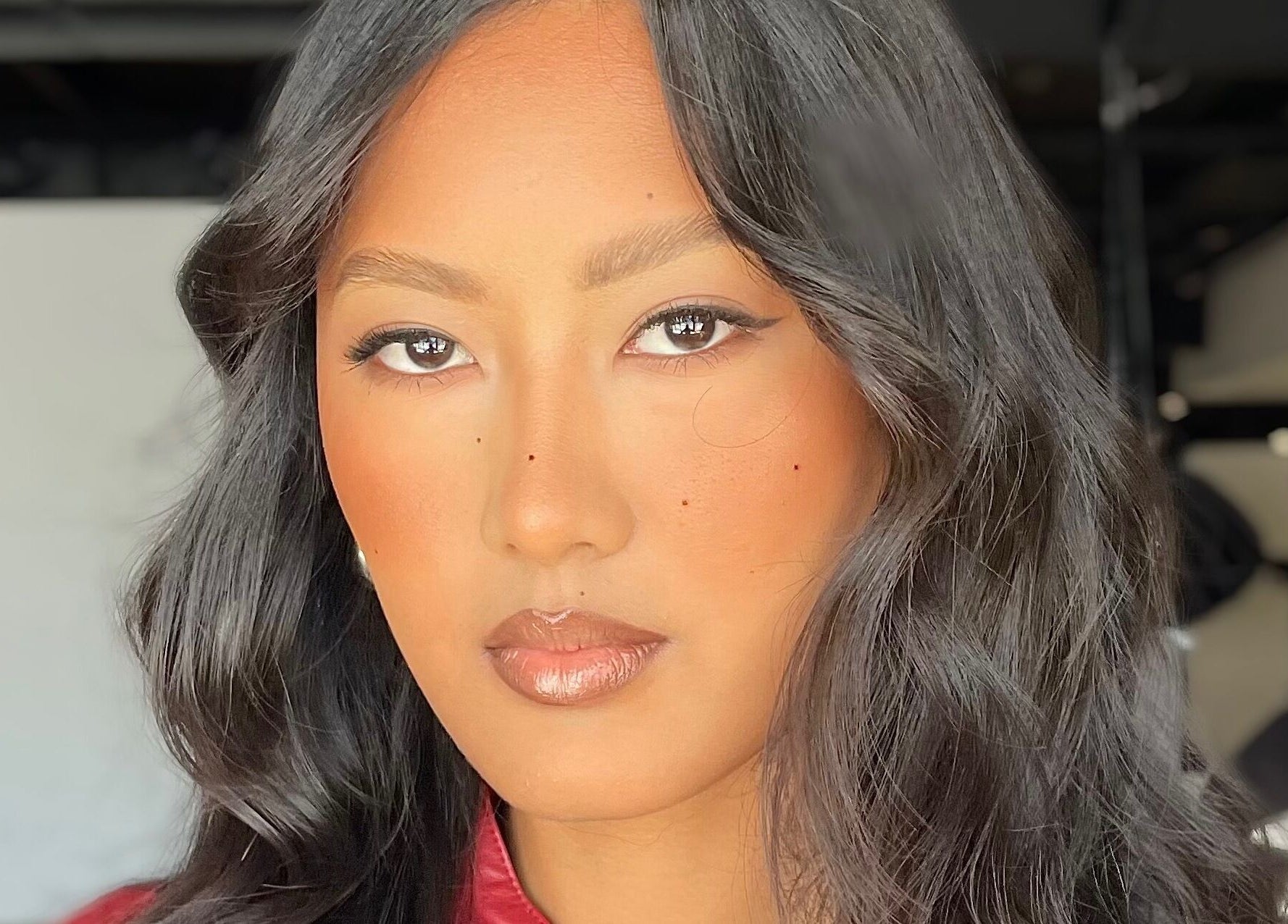 Close-up of a model with flawless makeup at Claire Andrea, Brisbane, Queensland, AU.