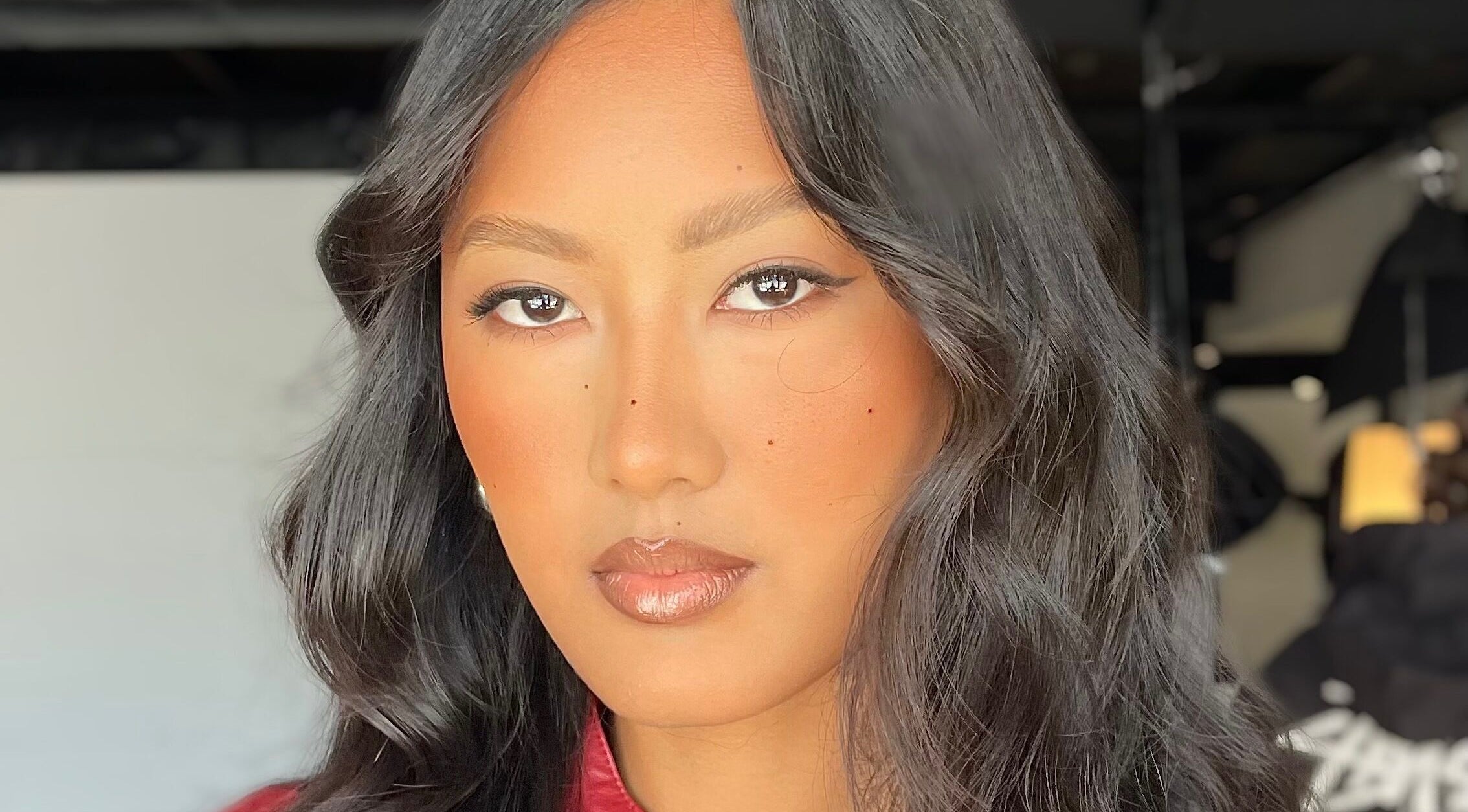 Close-up of a model with flawless makeup at Claire Andrea, Brisbane, Queensland, AU.