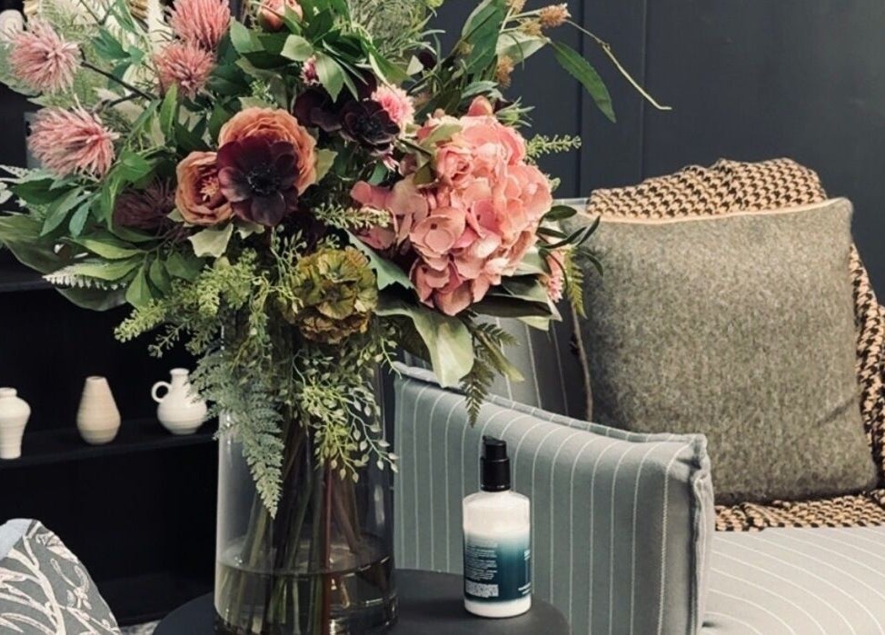 Elegant bouquet in cozy lounge at Scott McKinnon Aesthetics and Skin Clinic, Saltcoats, Scotland, GB.