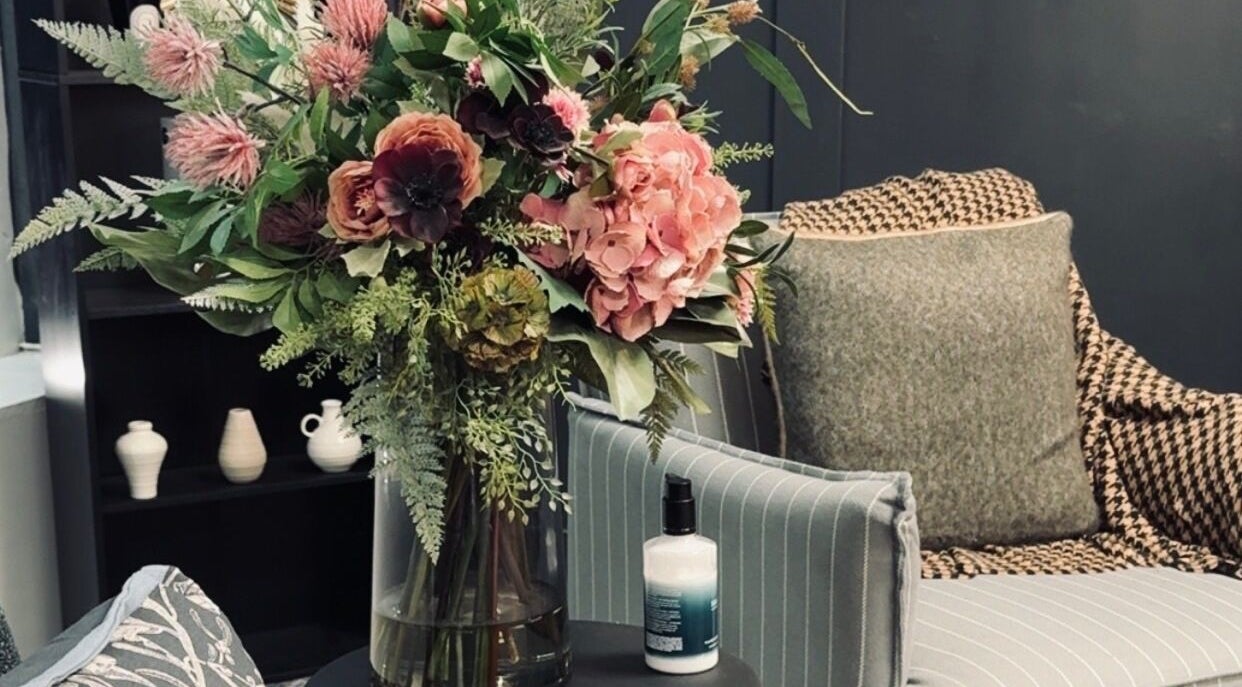 Elegant bouquet in cozy lounge at Scott McKinnon Aesthetics and Skin Clinic, Saltcoats, Scotland, GB.