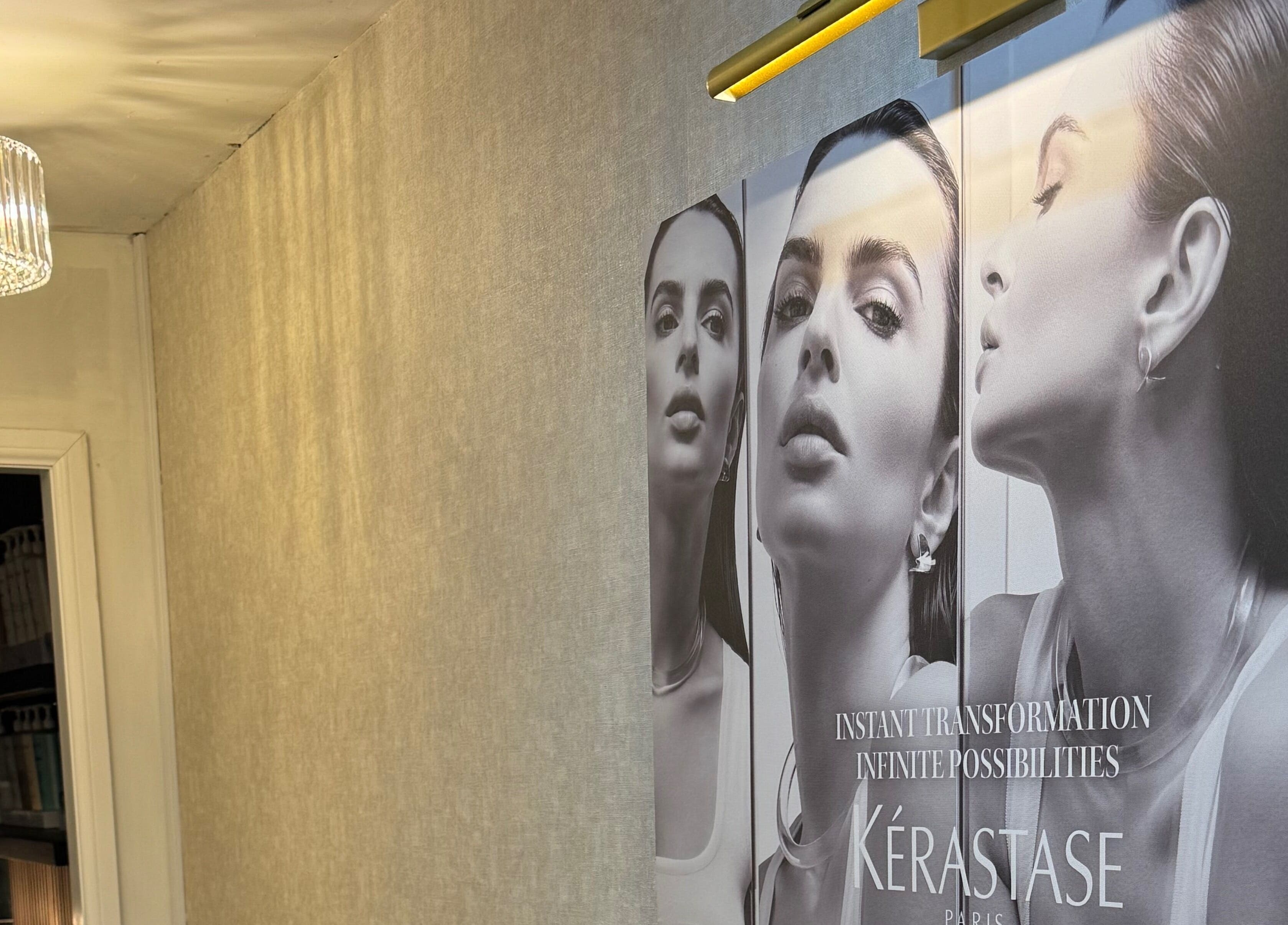 Elegant salon interior with chic poster at Scott McKinnon Aesthetics and Skin Clinic, Saltcoats, Scotland, GB.