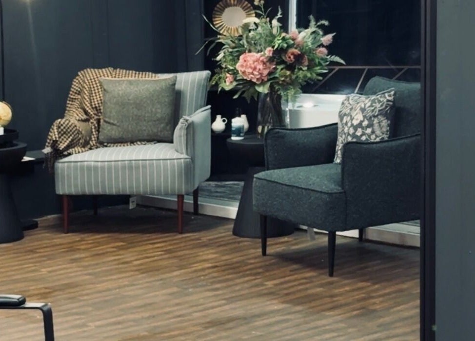 Elegant seating area at Scott McKinnon Aesthetics and Skin Clinic in Saltcoats, Scotland, GB.