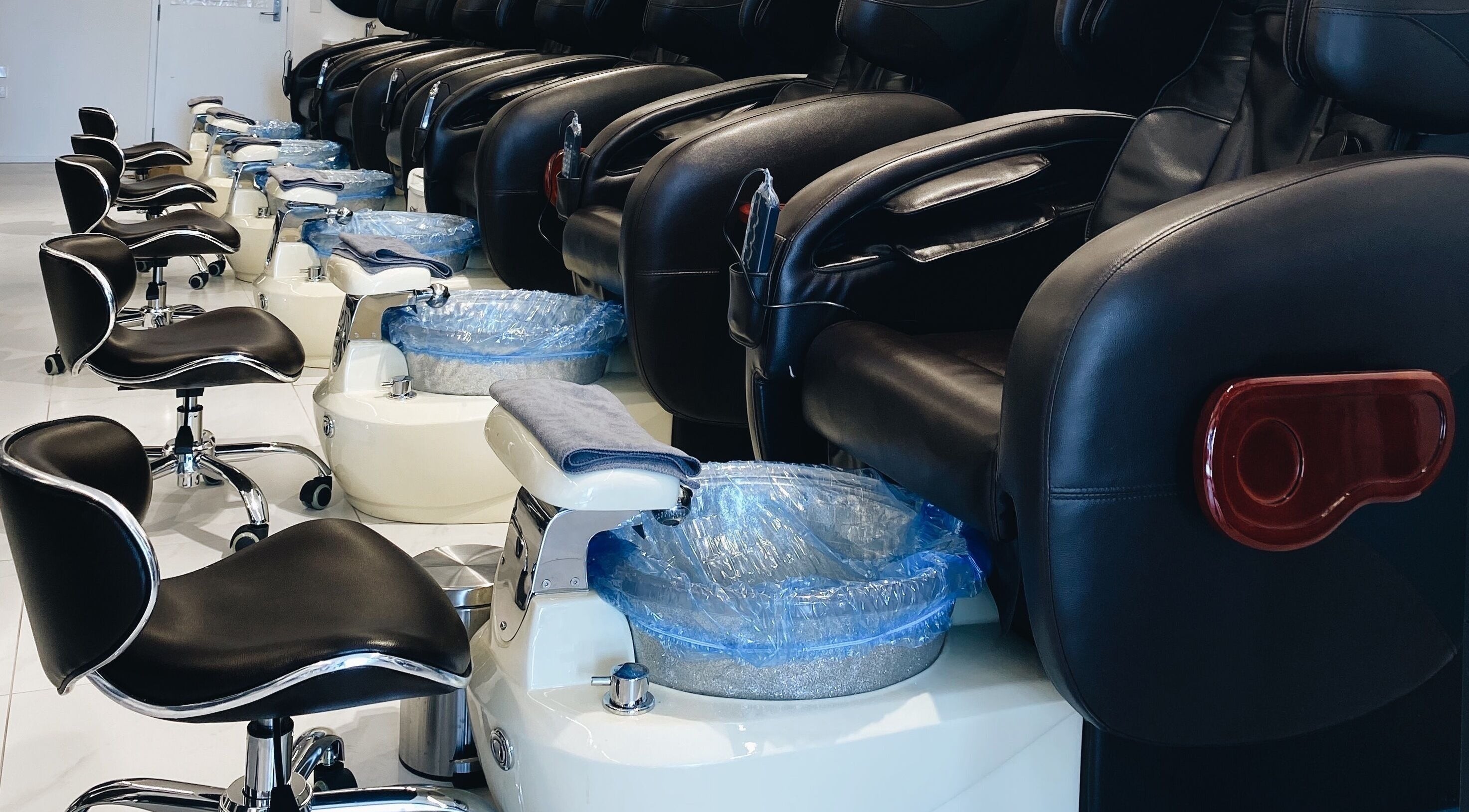 Elegant pedicure stations at Precious Nail, Auckland, Auckland, NZ, offering a luxurious beauty experience.