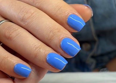 Vibrant blue nails at Nails by Sonya Stark in Leeds, England, GB. Perfectly painted style.