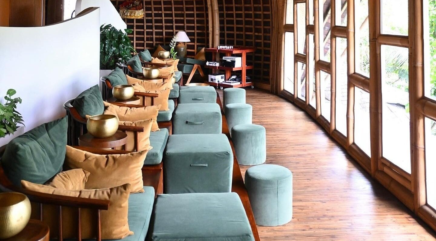Relaxing lounge at Mekar Ubud Jungle Spa Bali with plush seating in Bali, Bali, ID and tranquil ambiance.