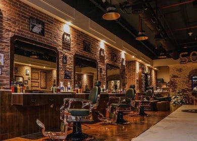 Soho Vintage Barbers | Sheikh Zayed Road, Dubai, Dubai, AE interior showcasing rustic charm and classic barber chairs.