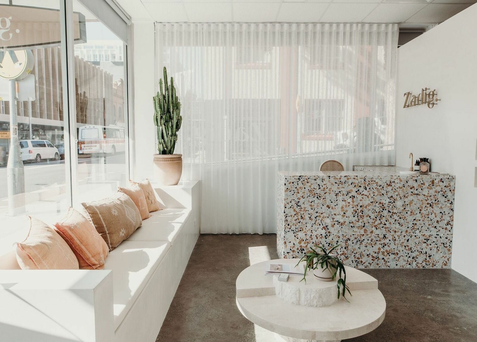 Chic interior of Zadig Studio - Newcastle, showcasing modern decor and a stylish reception area in Newcastle, New South Wales, AU.