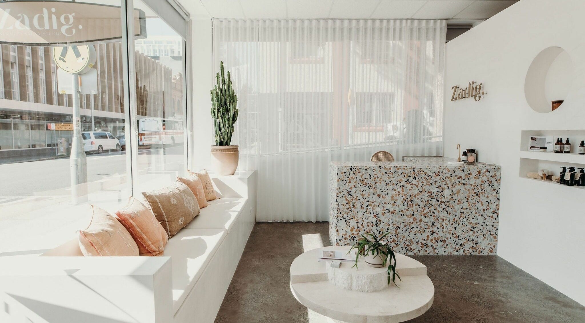 Chic interior of Zadig Studio - Newcastle, showcasing modern decor and a stylish reception area in Newcastle, New South Wales, AU.