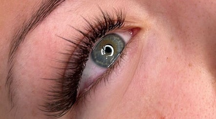 Close-up of enhanced eyelashes at Blink & Sculpt, Brixworth, England, GB, showcasing lash extension artistry.