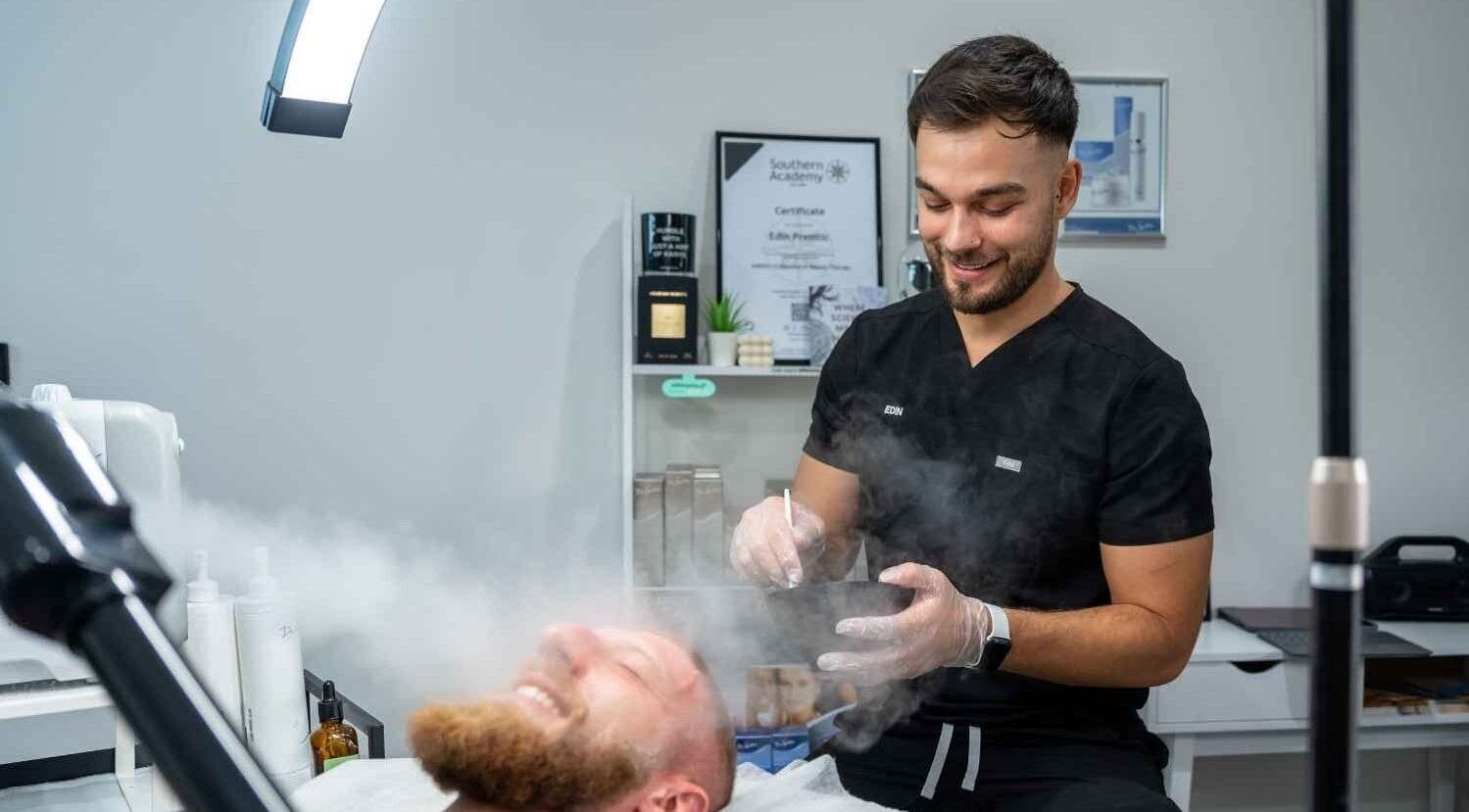 Professional facial steam treatment at Alphadermis Aesthetic Clinic, Thornbury, Victoria, AU.