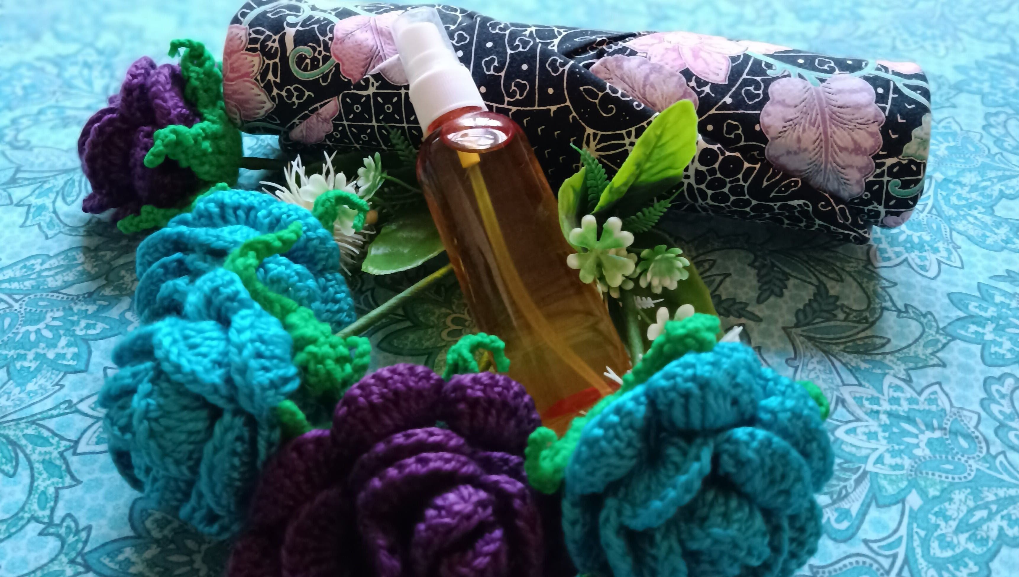 Elegant wellness display at Tusuk Jari Pulau Pinang in Bukit Mertajam, Pulau Pinang, MY, featuring floral and spray bottle.