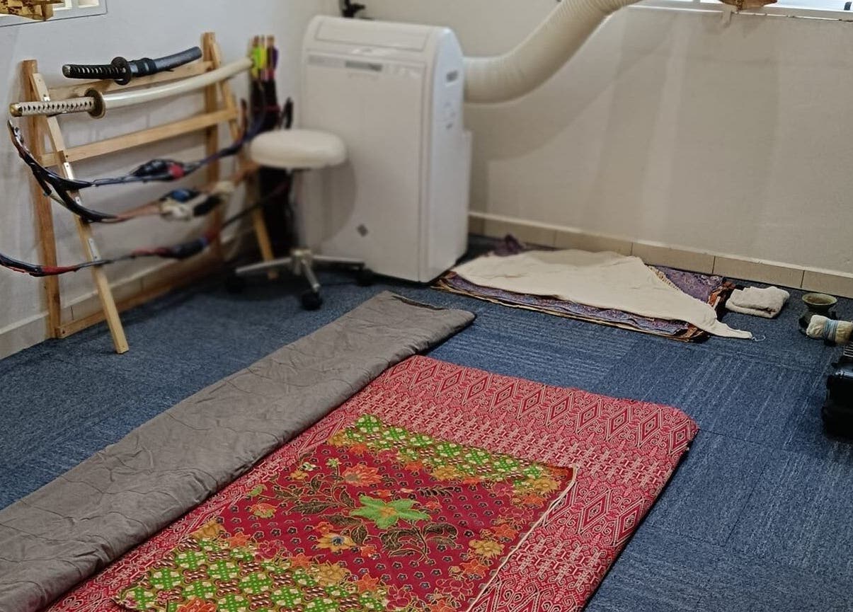 Cozy wellness room at Tusuk Jari Pulau Pinang, Bukit Mertajam, Pulau Pinang, MY with mats and bamboo decor.