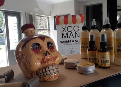 Grooming products at XCO MAN, Cape Town, Western Cape, ZA featuring beard oils and creams.
