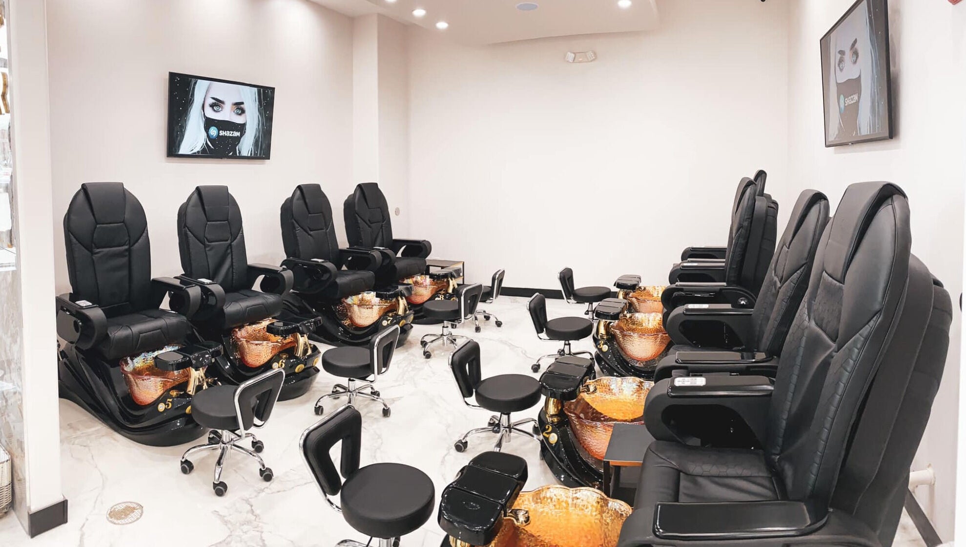 Luxurious pedicure chairs at Ava Nail Bar Geneva in Geneva, Illinois, US, enhancing your nail spa experience.