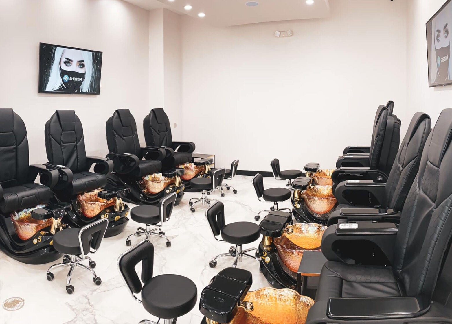 Luxurious pedicure chairs at Ava Nail Bar Geneva in Geneva, Illinois, US, enhancing your nail spa experience.