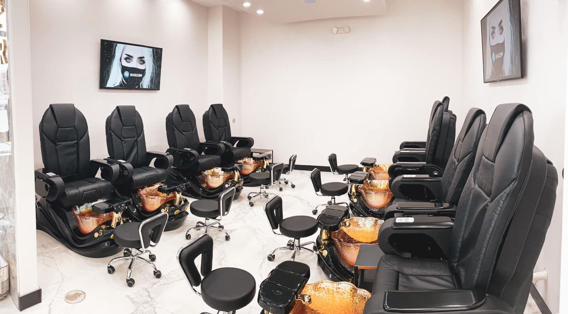 Luxurious pedicure chairs at Ava Nail Bar Geneva in Geneva, Illinois, US, enhancing your nail spa experience.