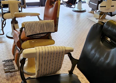 Classic barber chairs at Flesh & Blood Barber Company in Kuantan, Pahang, MY.