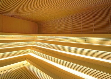 Интериор на сауна в Evia Spa Wellness в Pulse Fitness & Spa Пловдив, Пловдив, Пловдив, BG.