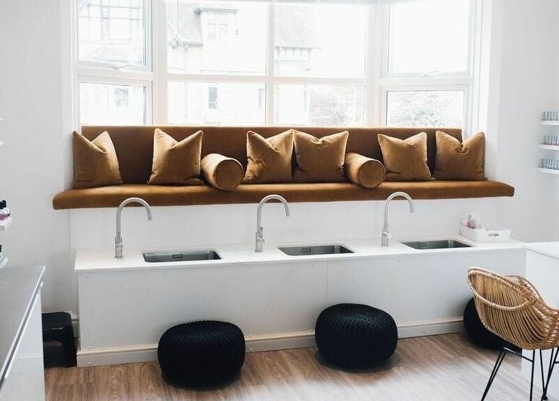 Manicure lounge with plush seating at Gracie B Ltd in West Bridgford, England, GB.