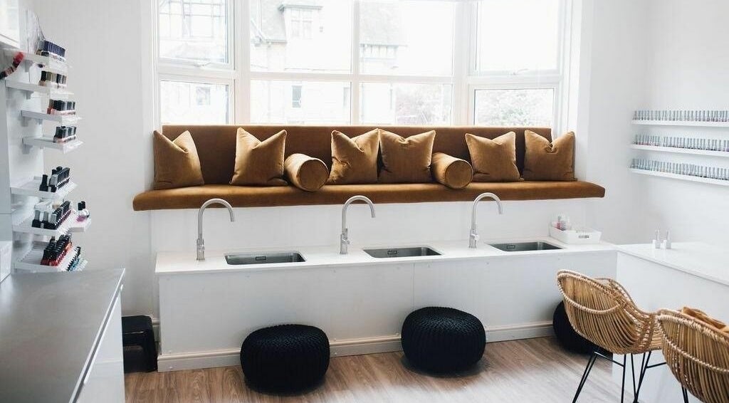 Manicure lounge with plush seating at Gracie B Ltd in West Bridgford, England, GB.