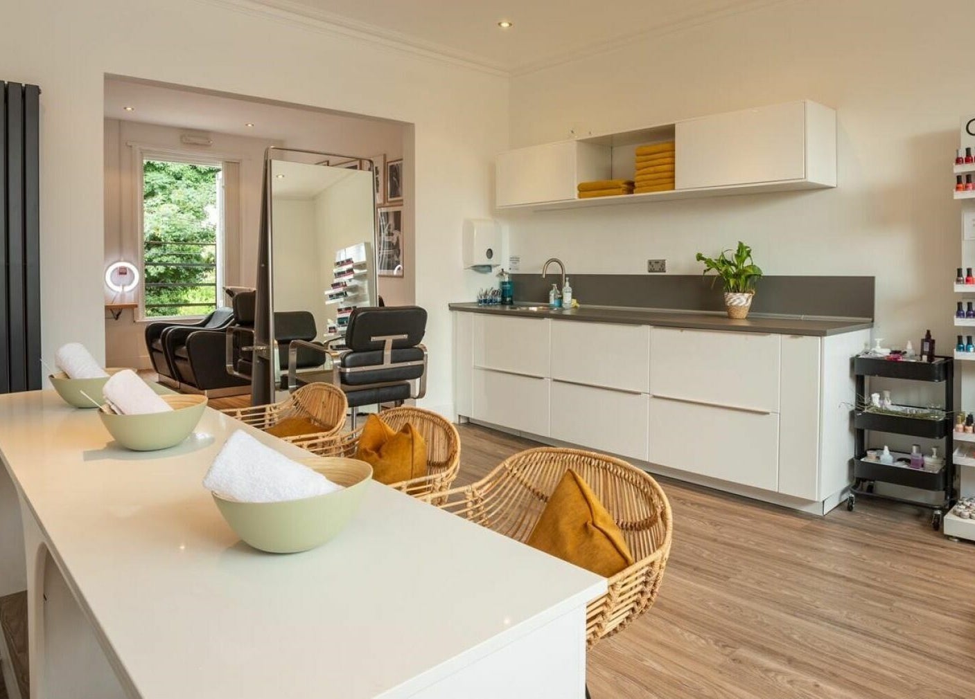 Interior of Gracie B Ltd in West Bridgford, England, GB showcasing a chic salon setup with nail polish displays.