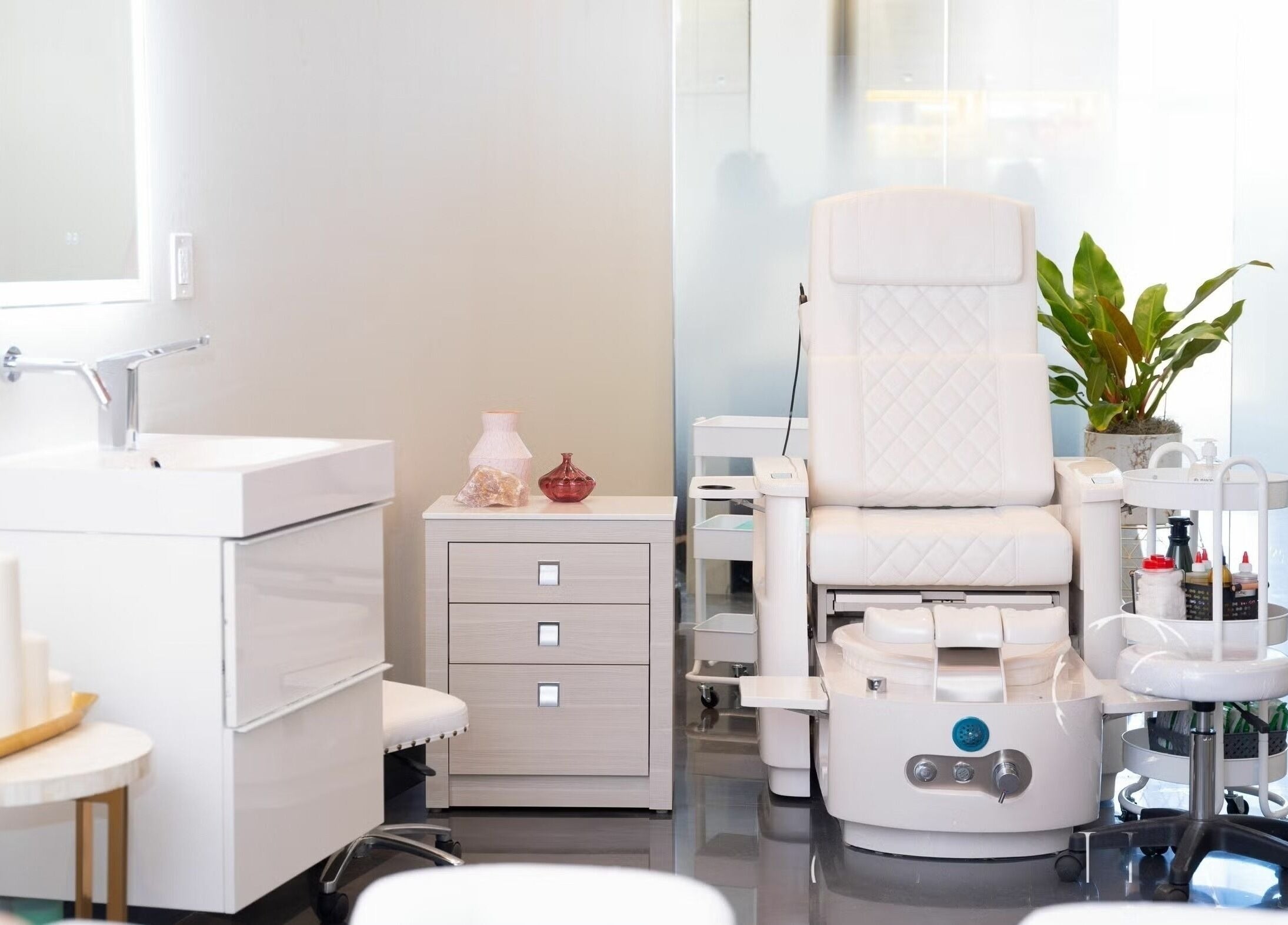 Luxurious pedicure setup at Omnia Spa - Granite Run, Media, Pennsylvania, US highlighting relaxation.