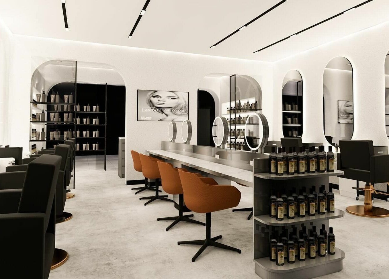 Modern interior of Macquarie Shopping Centre Snowbear Hairdressing, Macquarie Park, New South Wales, AU.