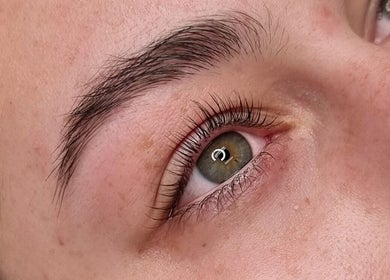 Close-up of perfectly curled eyelashes at Delta Beauty Salon in Phillip, Australian Capital Territory, AU.