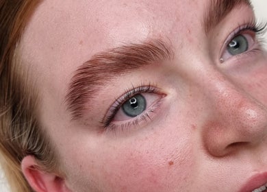Close-up of expertly shaped brows at Delta Beauty Salon, Phillip, Australian Capital Territory, AU.