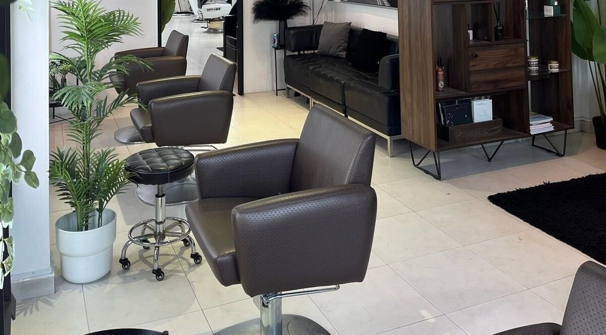 Elegant interior of RASL: Refined Artisan Salon Lounge, Singapore, SG, featuring modern chairs and greenery.