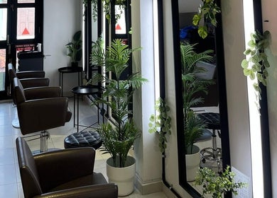 Modern interior of RASL: Refined Artisan Salon Lounge in Singapore, SG, with stylish chairs and plants.