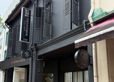 Exterior of RABL: Refined Artisan Barber Lounge in Singapore, Singapore, SG with chic black facade.
